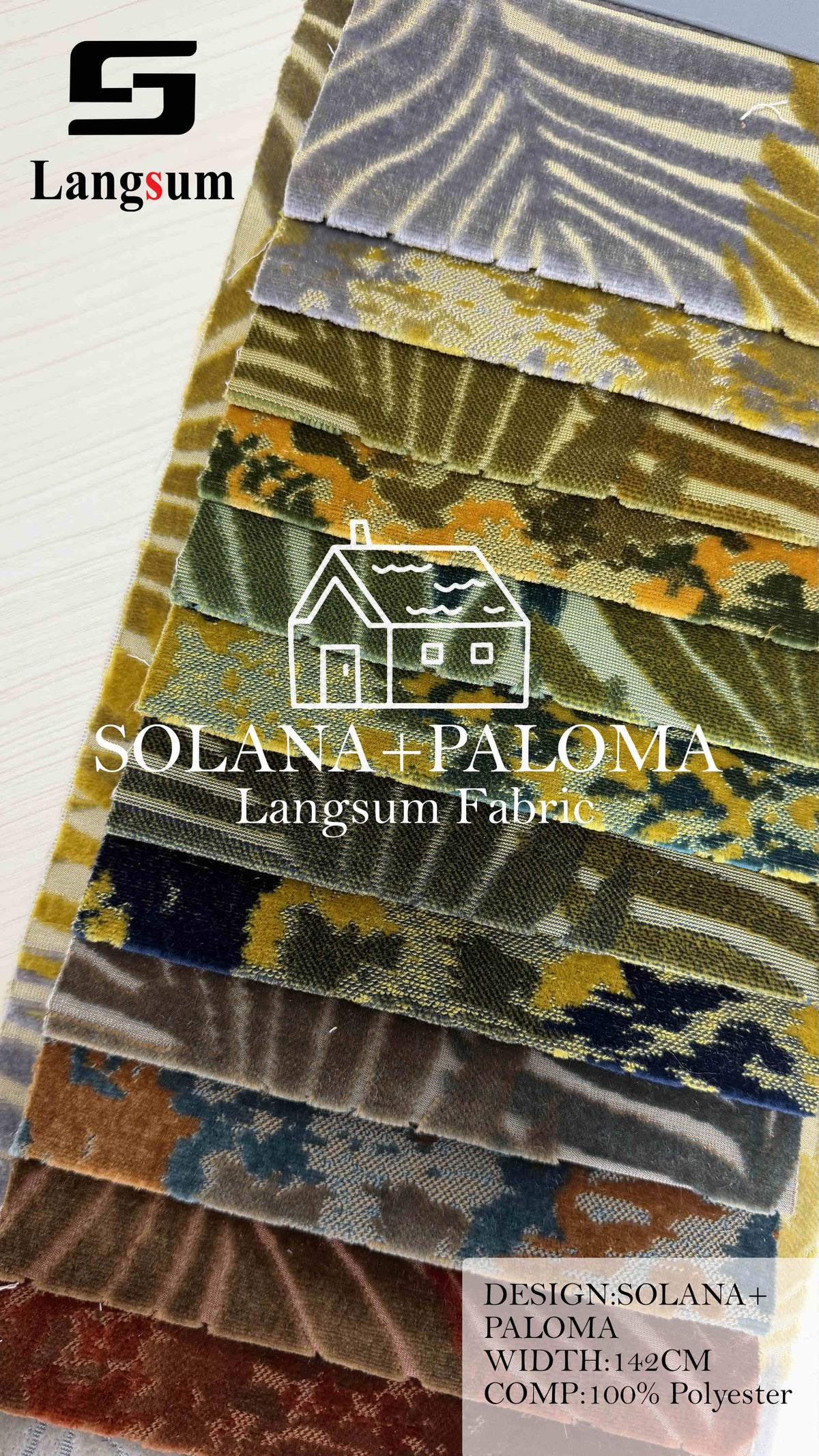 SOLANA+PALOMA Polyester Upholstery Fabric – 56" Wide Langsum Fabric