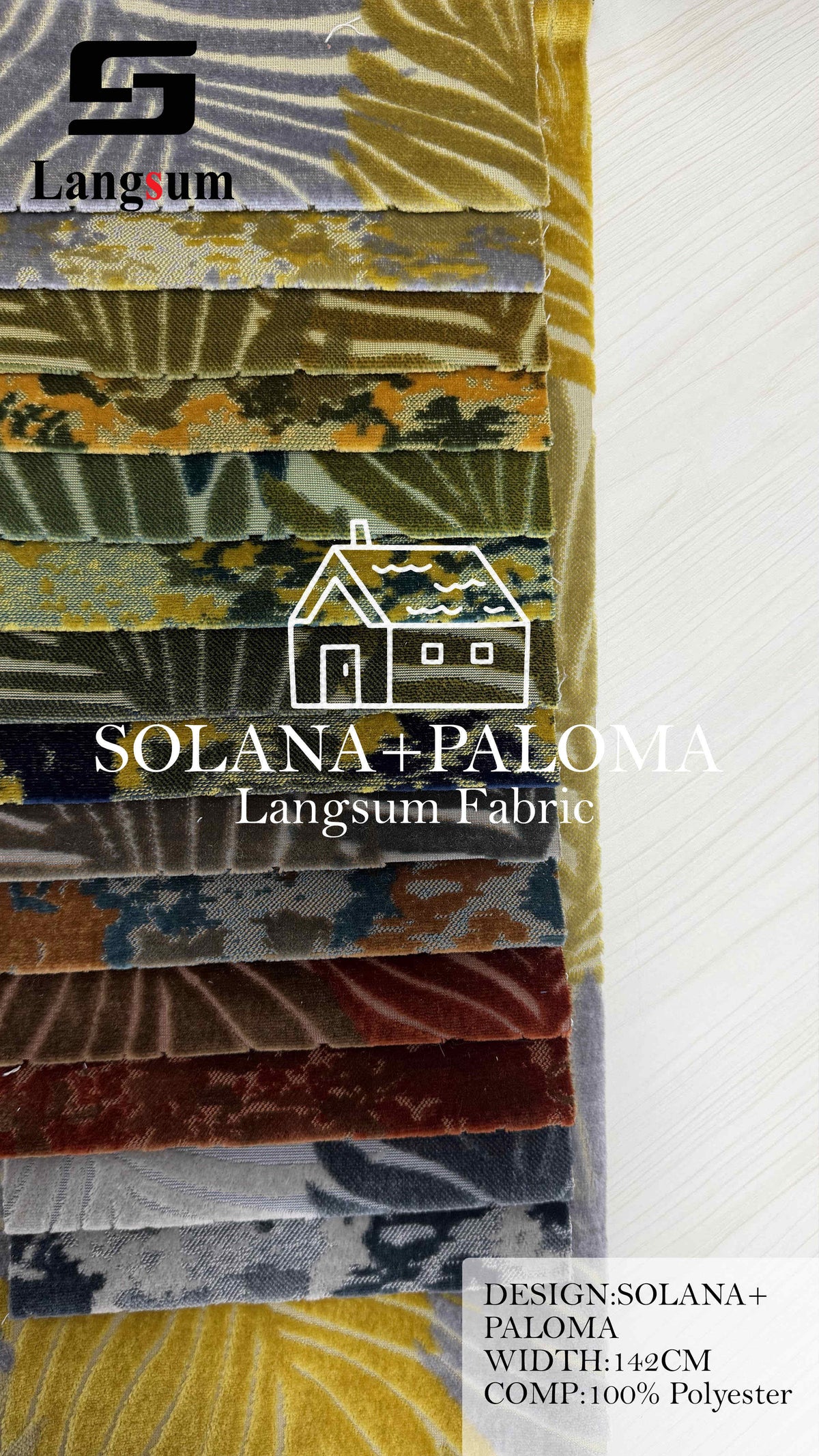 SOLANA+PALOMA Polyester Upholstery Fabric – 56" Wide Langsum Fabric