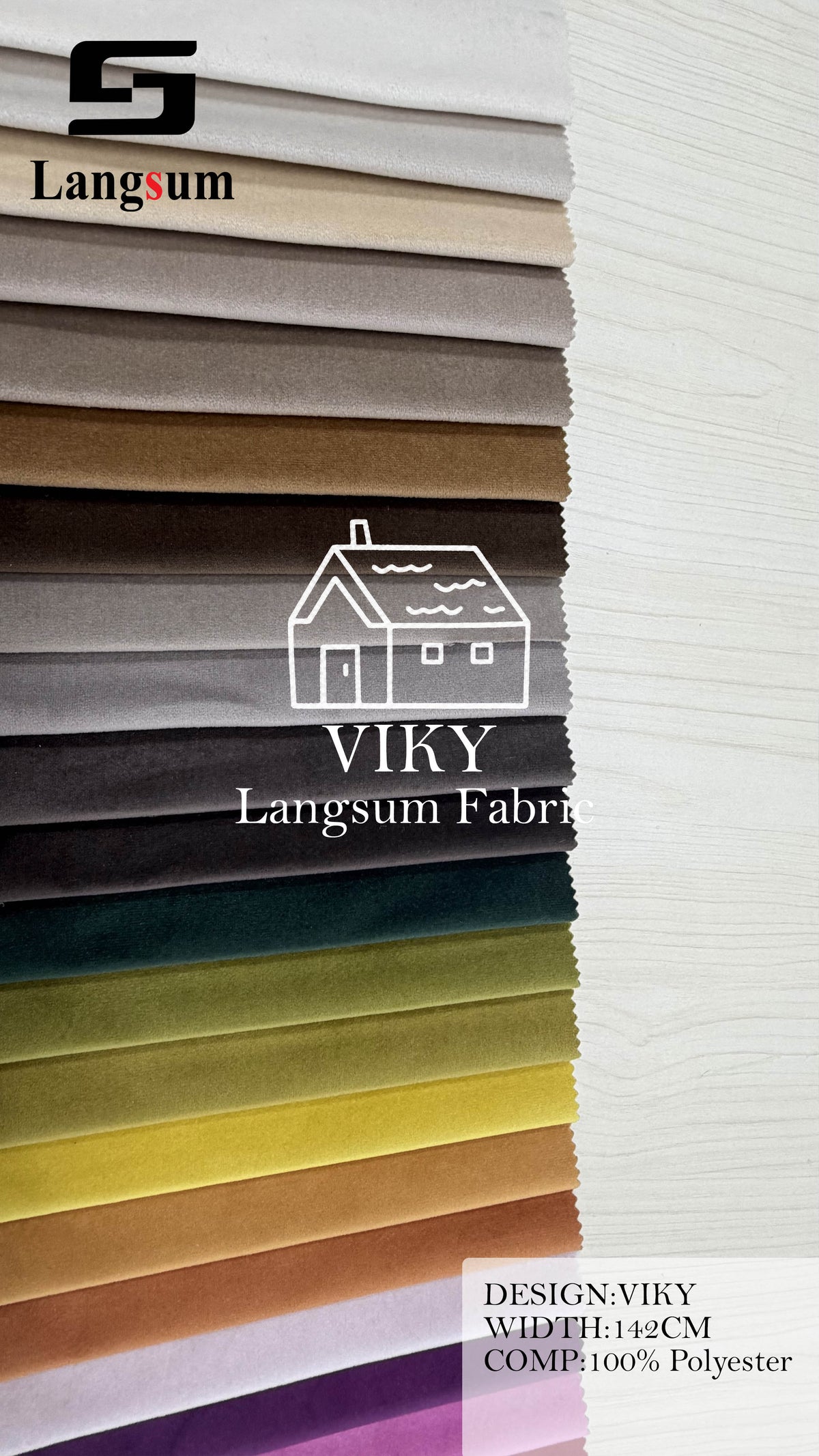 VIKY Polyester Upholstery Fabric – 56" Wide Langsum Fabric